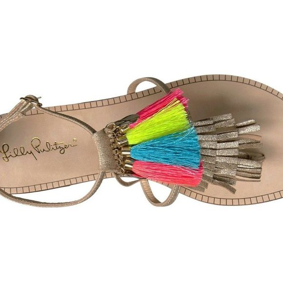 Lilly Pulitzer NWT Zoe Sandals Gold Metallic Size 7, 9.5 M - Picture 9 of 16